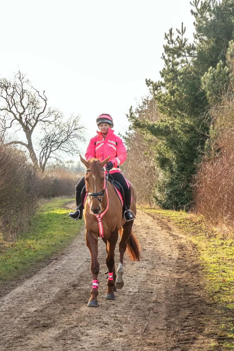 Hy Equestrian Waterproof Riding Jacket - Pink/Black-2